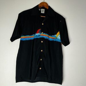 Vtg Kennington Ltd California Men's Shirt S Black Hawaiian Beach Short Sleeve